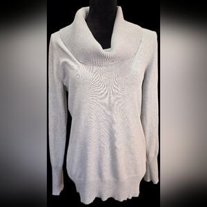 White House Black Market Gray Cowl Neck Sweater